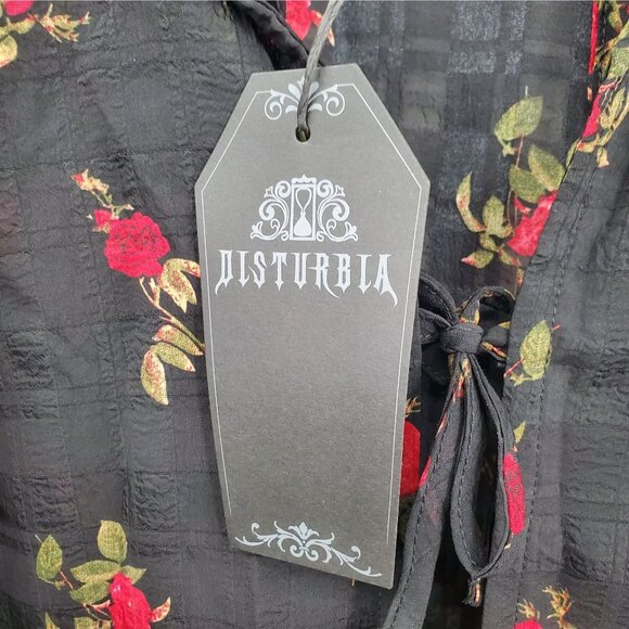 Disturbia Darcey Floral Print Chiffon Tie Front Blouse Top Women Size US 4 NWT - Picture 9 of 16